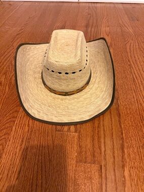 Natural Straw Cowboy Hat with Brown Accent Trim